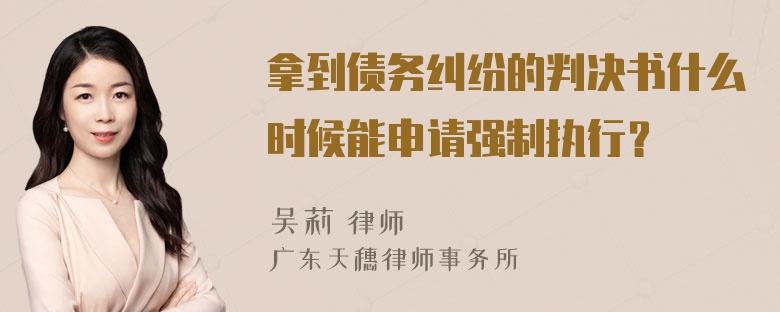 拿到债务纠纷的判决书什么时候能申请强制执行？