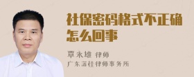 社保密码格式不正确怎么回事