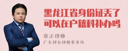 黑龙江省身份证丢了可以在户籍科补办吗