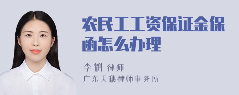 农民工工资保证金保函怎么办理