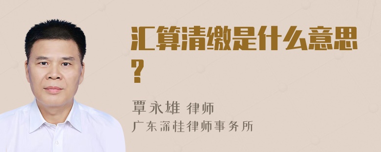 汇算清缴是什么意思?