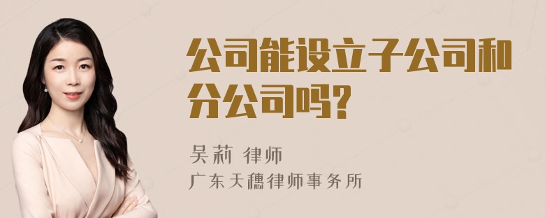 公司能设立子公司和分公司吗?