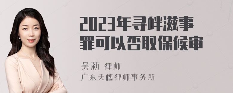 2023年寻衅滋事罪可以否取保候审