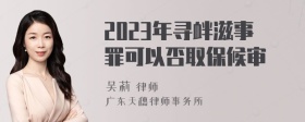 2023年寻衅滋事罪可以否取保候审