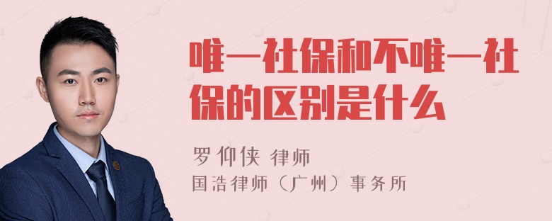 唯一社保和不唯一社保的区别是什么