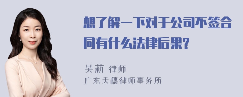 想了解一下对于公司不签合同有什么法律后果?