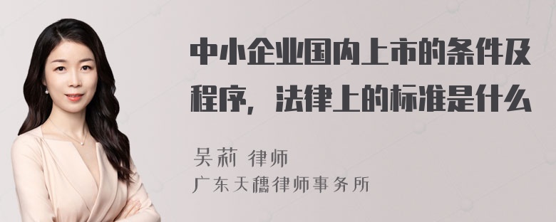 中小企业国内上市的条件及程序，法律上的标准是什么