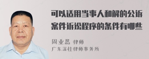 可以适用当事人和解的公诉案件诉讼程序的条件有哪些