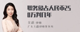 职务侵占人民币250万判几年