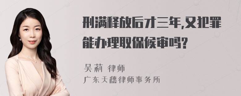 刑满释放后才三年,又犯罪能办理取保候审吗?