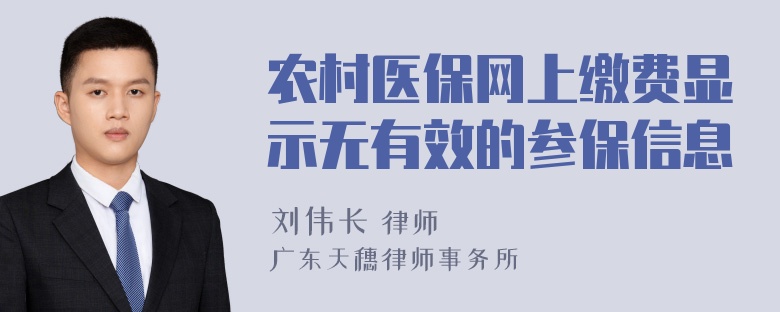 农村医保网上缴费显示无有效的参保信息