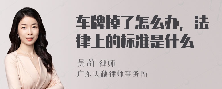 车牌掉了怎么办，法律上的标准是什么