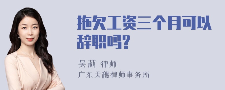 拖欠工资三个月可以辞职吗?