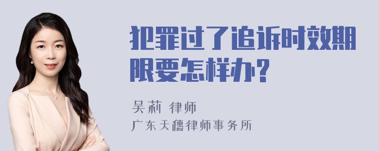 犯罪过了追诉时效期限要怎样办?