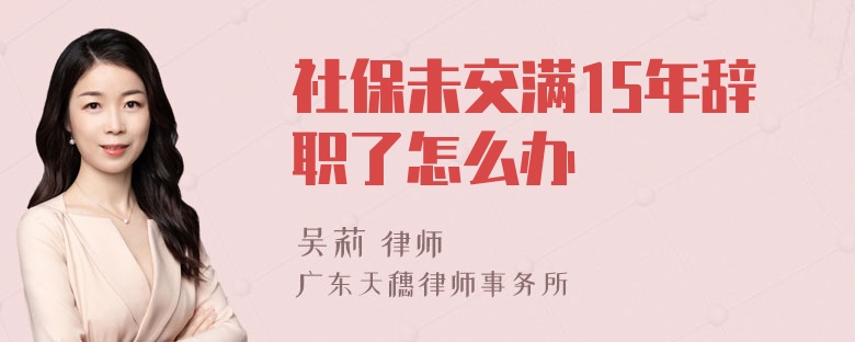 社保未交满15年辞职了怎么办