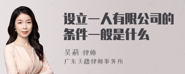 设立一人有限公司的条件一般是什么