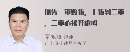 原告一审败诉，上诉到二审，二审必须开庭吗