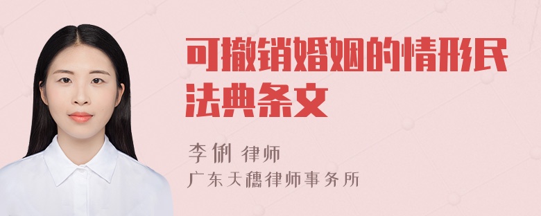 可撤销婚姻的情形民法典条文