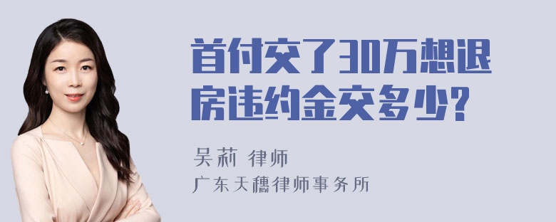 首付交了30万想退房违约金交多少?