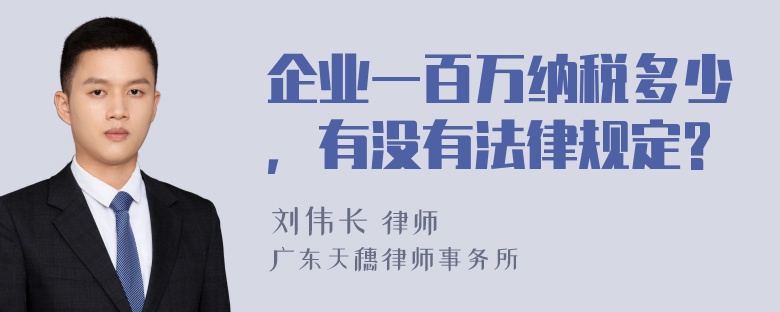 企业一百万纳税多少，有没有法律规定?