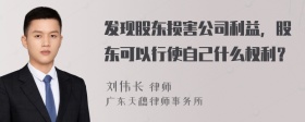 发现股东损害公司利益，股东可以行使自己什么权利？