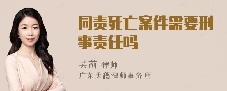 同责死亡案件需要刑事责任吗