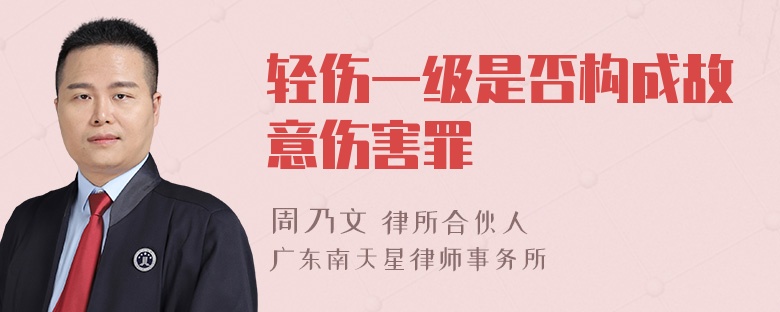 轻伤一级是否构成故意伤害罪