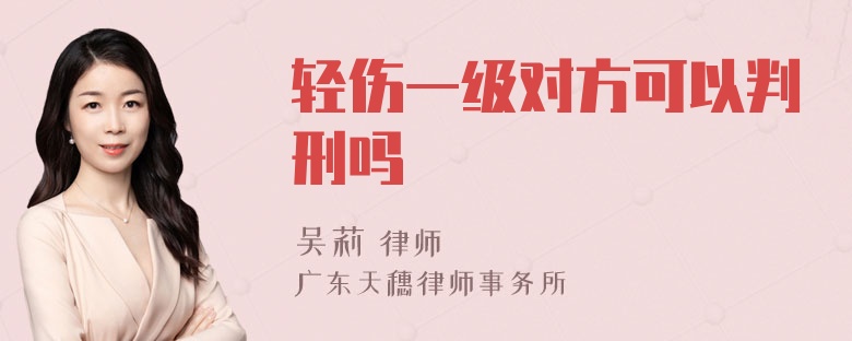 轻伤一级对方可以判刑吗