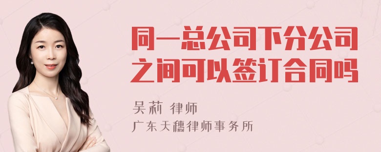 同一总公司下分公司之间可以签订合同吗