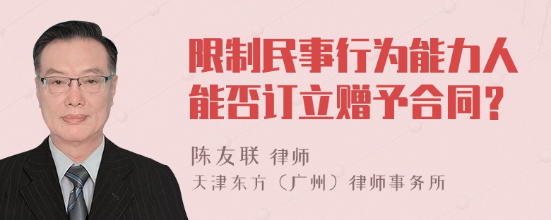 限制民事行为能力人能否订立赠予合同？