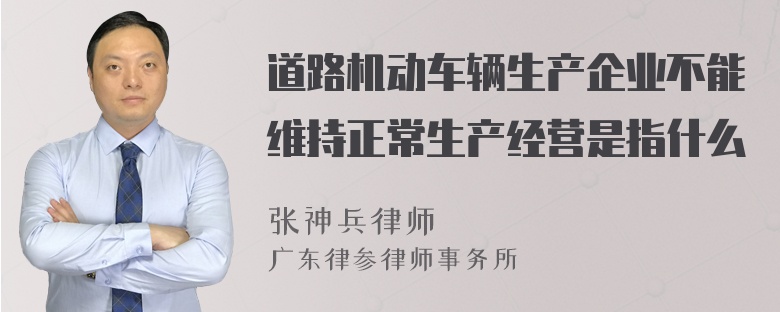 道路机动车辆生产企业不能维持正常生产经营是指什么