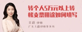 转个人5万元以上转帐支票用途如何填写