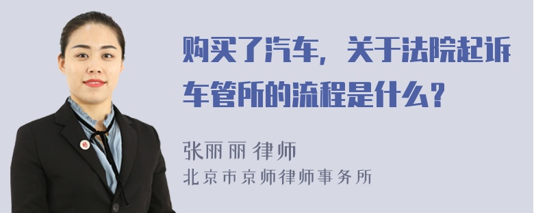 购买了汽车，关于法院起诉车管所的流程是什么？