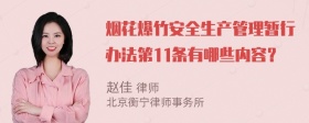 烟花爆竹安全生产管理暂行办法第11条有哪些内容？