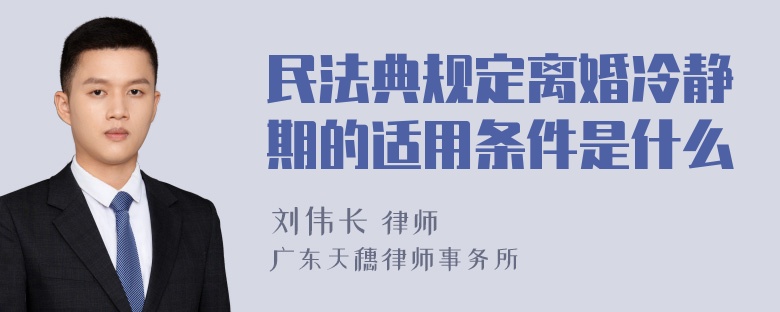 民法典规定离婚冷静期的适用条件是什么