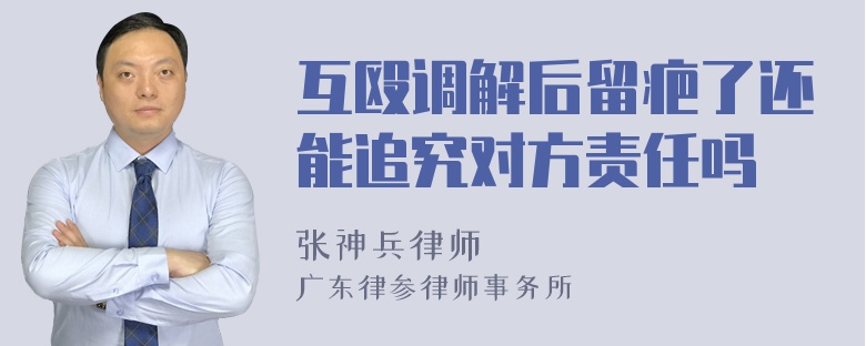 互殴调解后留疤了还能追究对方责任吗