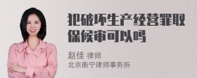 犯破坏生产经营罪取保候审可以吗