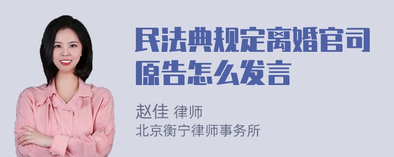 民法典规定离婚官司原告怎么发言