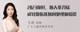 2023你好，被人拿刀砍成轻微伤该如何处理和赔偿