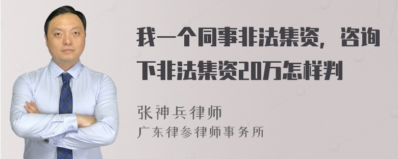 我一个同事非法集资，咨询下非法集资20万怎样判