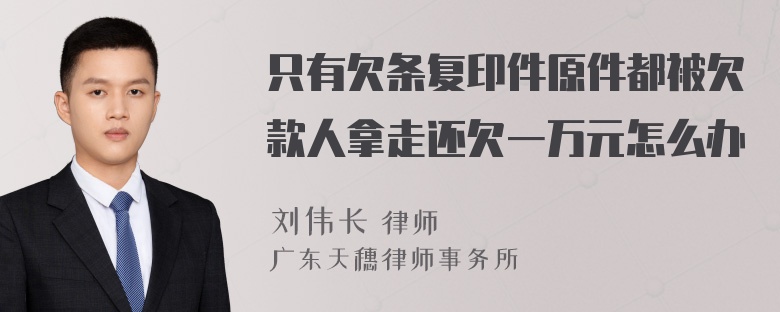 只有欠条复印件原件都被欠款人拿走还欠一万元怎么办