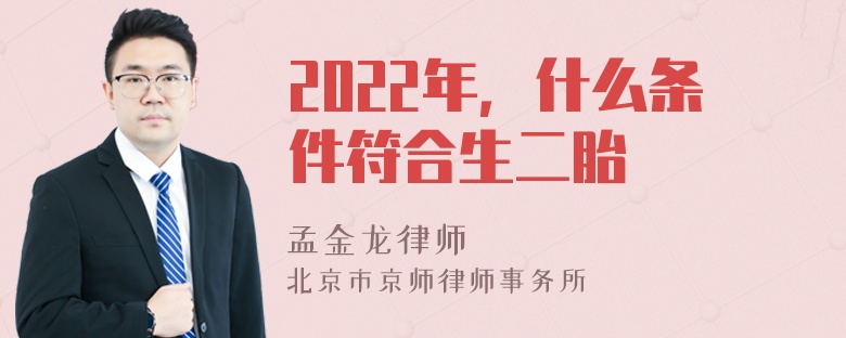 2022年，什么条件符合生二胎