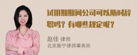 试用期期间公司可以随时辞职吗？有哪些规定呢？