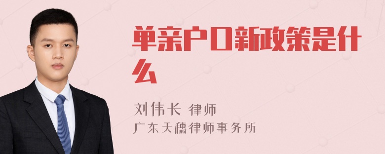 单亲户口新政策是什么