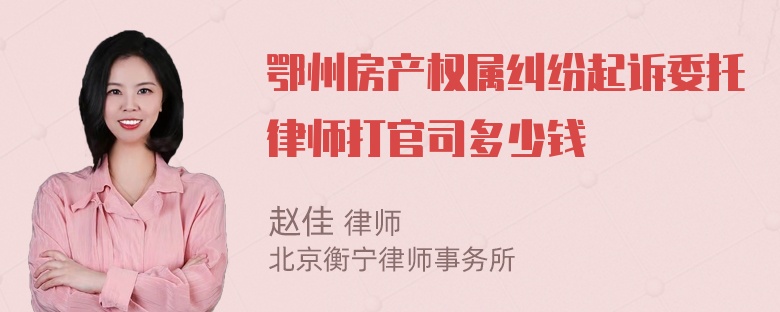 鄂州房产权属纠纷起诉委托律师打官司多少钱