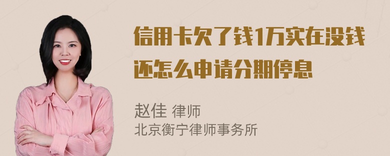 信用卡欠了钱1万实在没钱还怎么申请分期停息