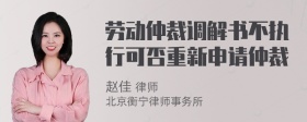 劳动仲裁调解书不执行可否重新申请仲裁