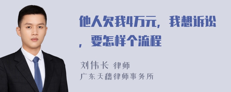 他人欠我4万元，我想诉讼，要怎样个流程