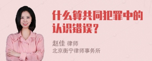 什么算共同犯罪中的认识错误？