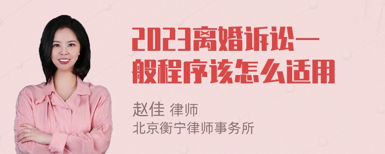 2023离婚诉讼一般程序该怎么适用